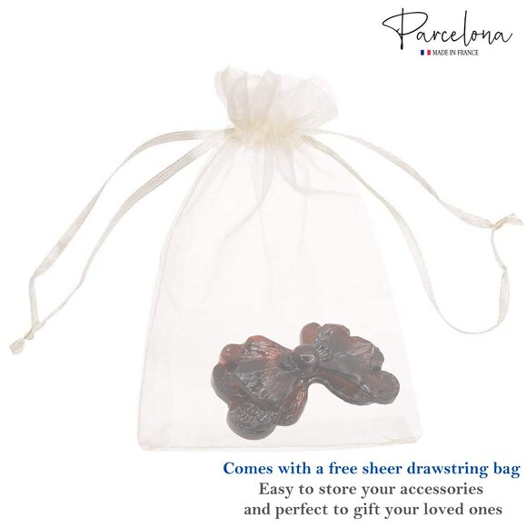 French Petal Tortoise Shell Celluloid Barrette Hair Clips Women Accessories - Picture 8 of 9